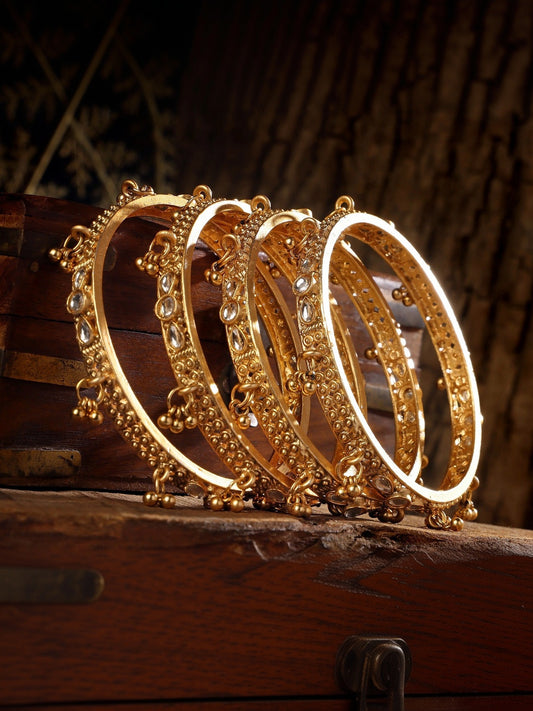 Wedding Chuda by Hitesh Gold Antique Kundan Bangle Set