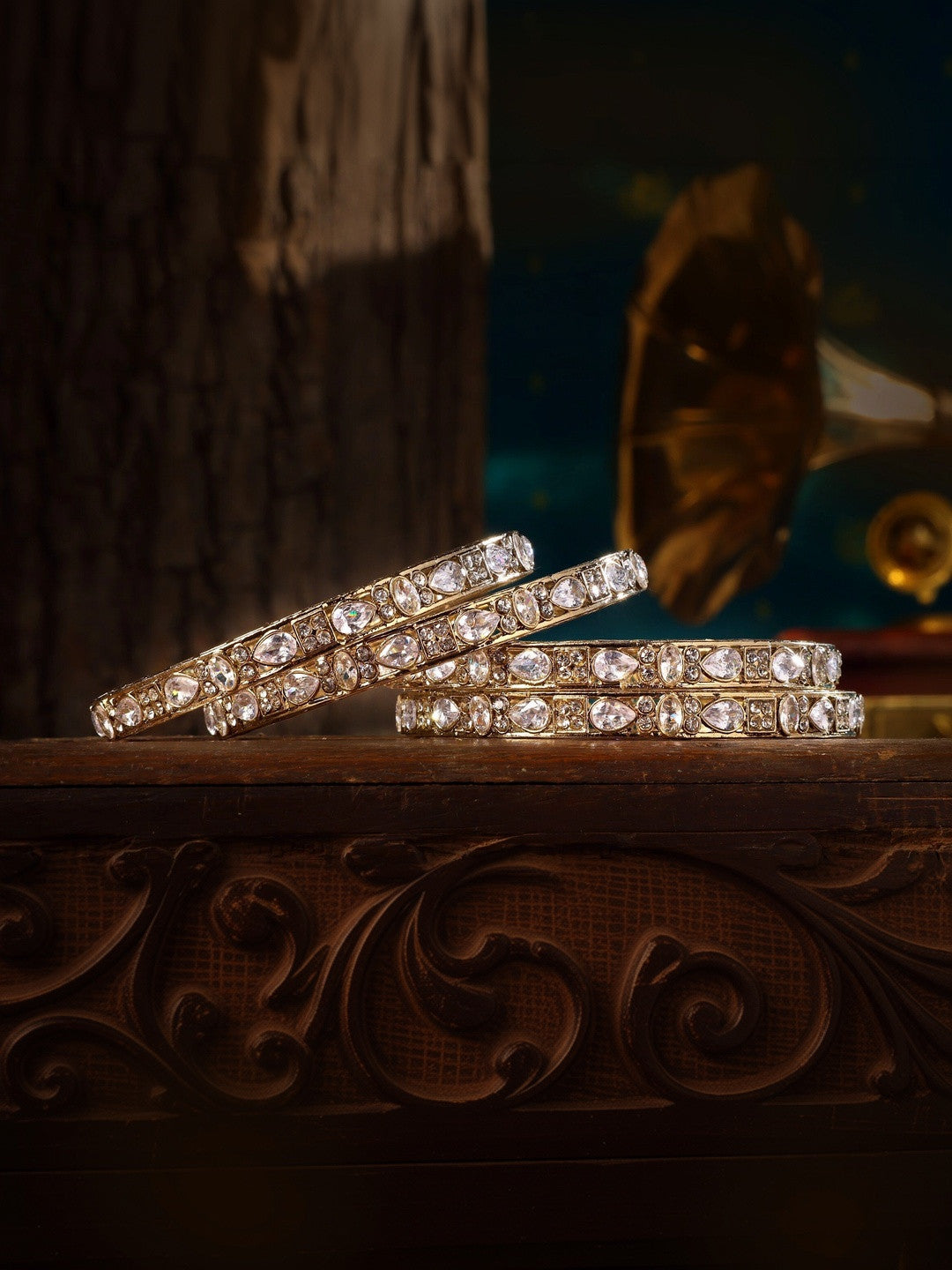 Wedding Chuda by Hitesh Gold Jadau Kundan Bangle Set