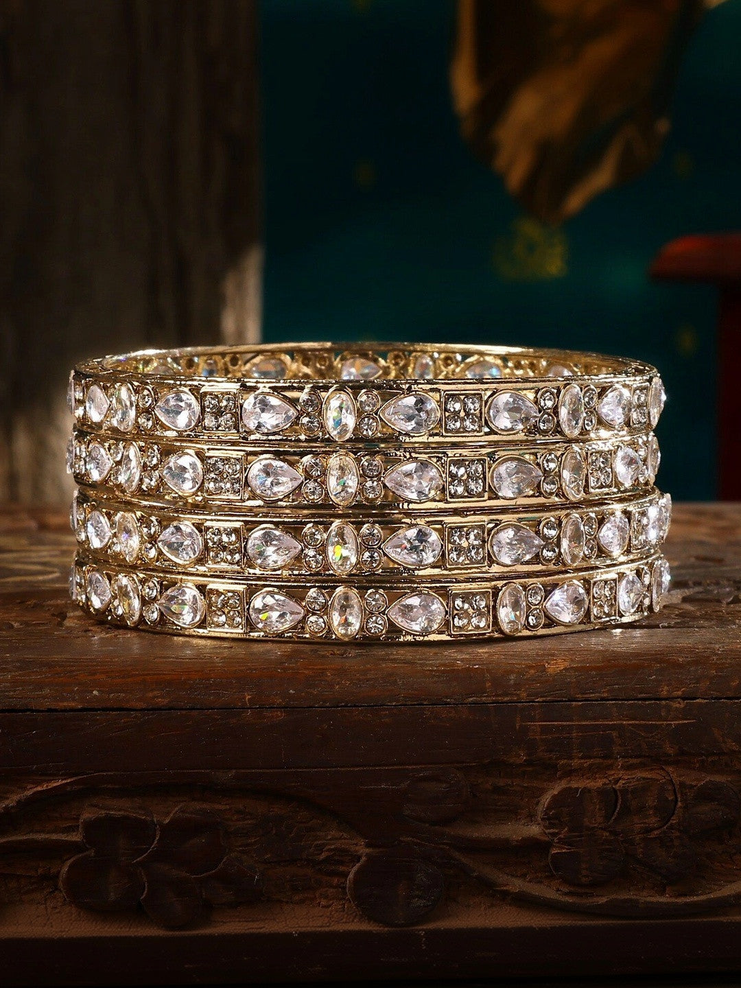 Wedding Chuda by Hitesh Gold Jadau Kundan Bangle Set