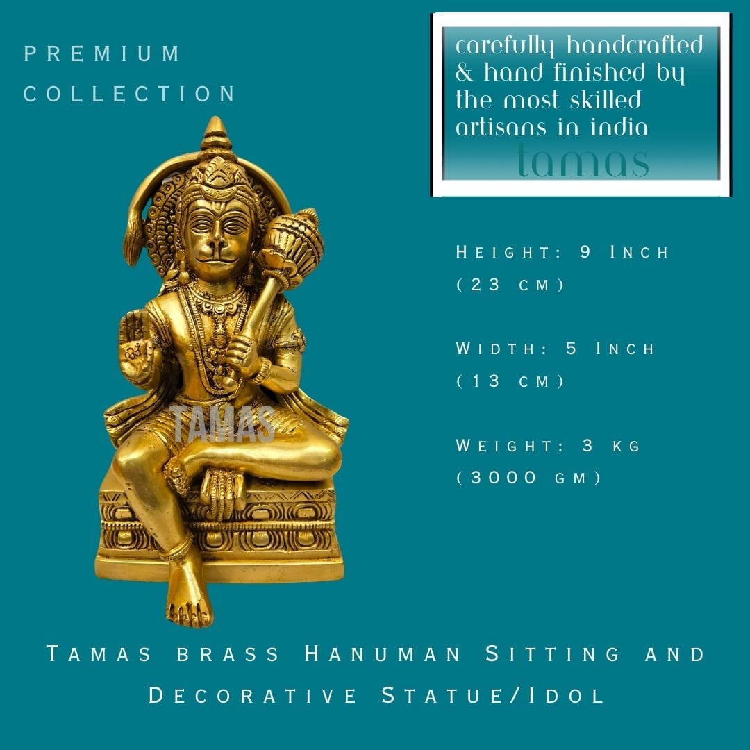 Tamas Brass Hanuman Sitting and Decorative Statue/Idol - PUSHMYCART