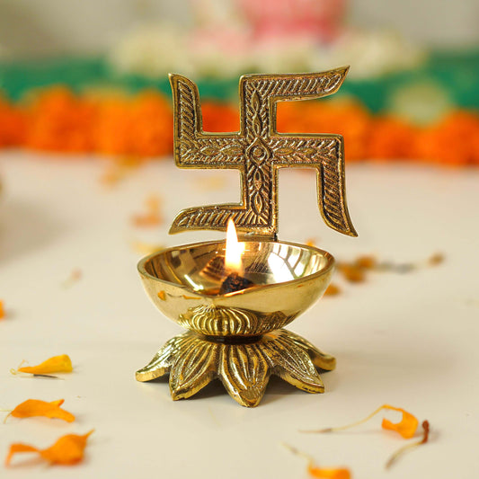 Swastik Brass Diya