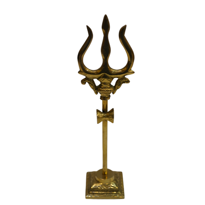 Brass Damru Trishul on Stand 116g (pack of 2 pcs)