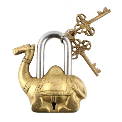 Golden Sitting Camel Decorative Lock With Keys In Pair