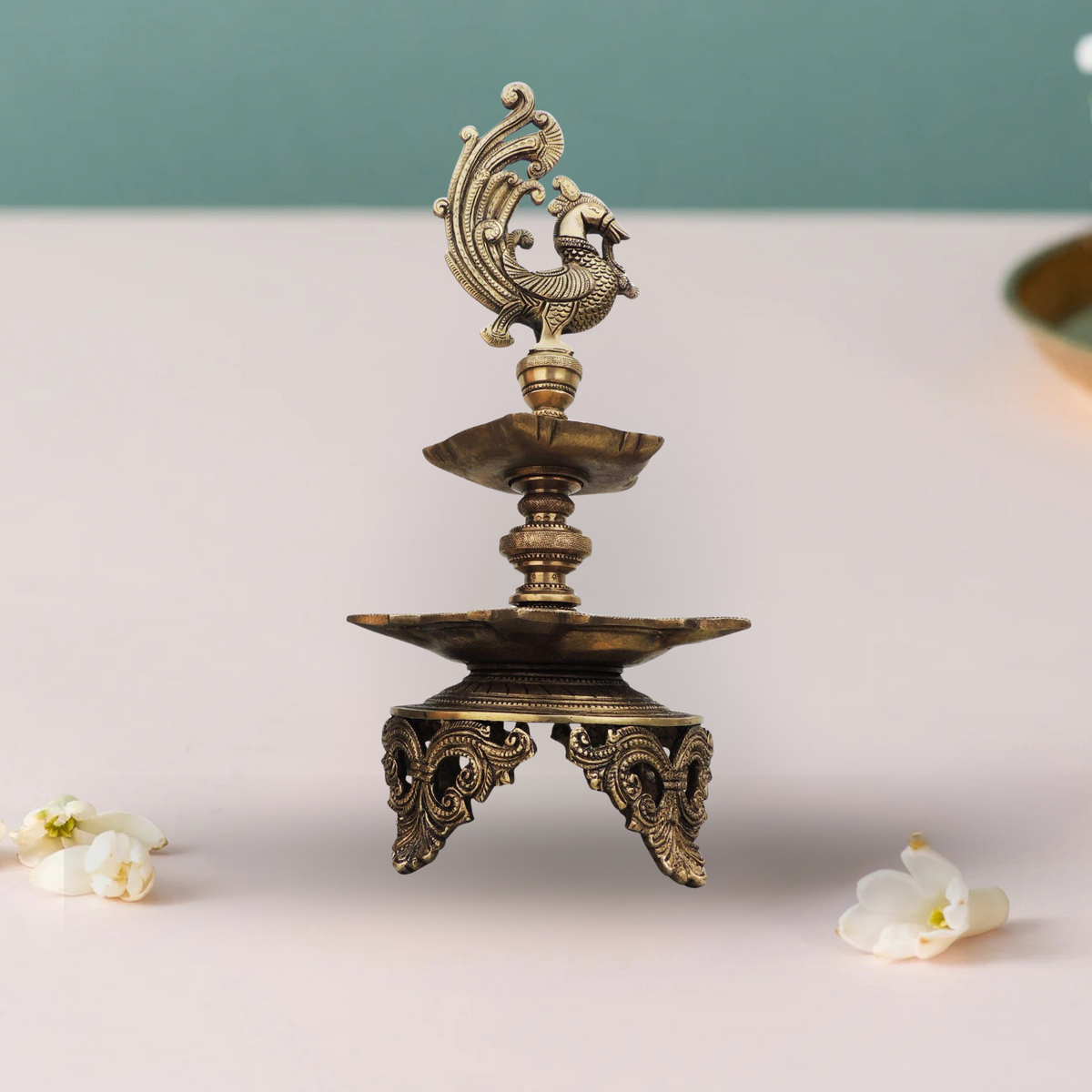 Brass Hen (Murga) Deepak Statue 4.375Kg - PUSHMYCART