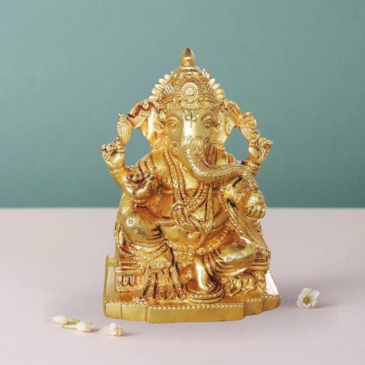 Brass Ganesh Ji God Idol Statue 1.25Kg - PUSHMYCART