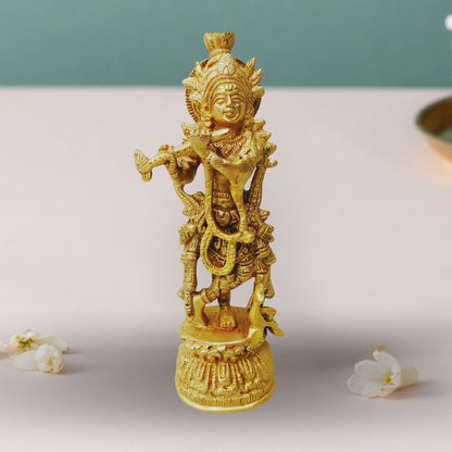 Brass Krishna Normal Statue 1.165Kg - PUSHMYCART