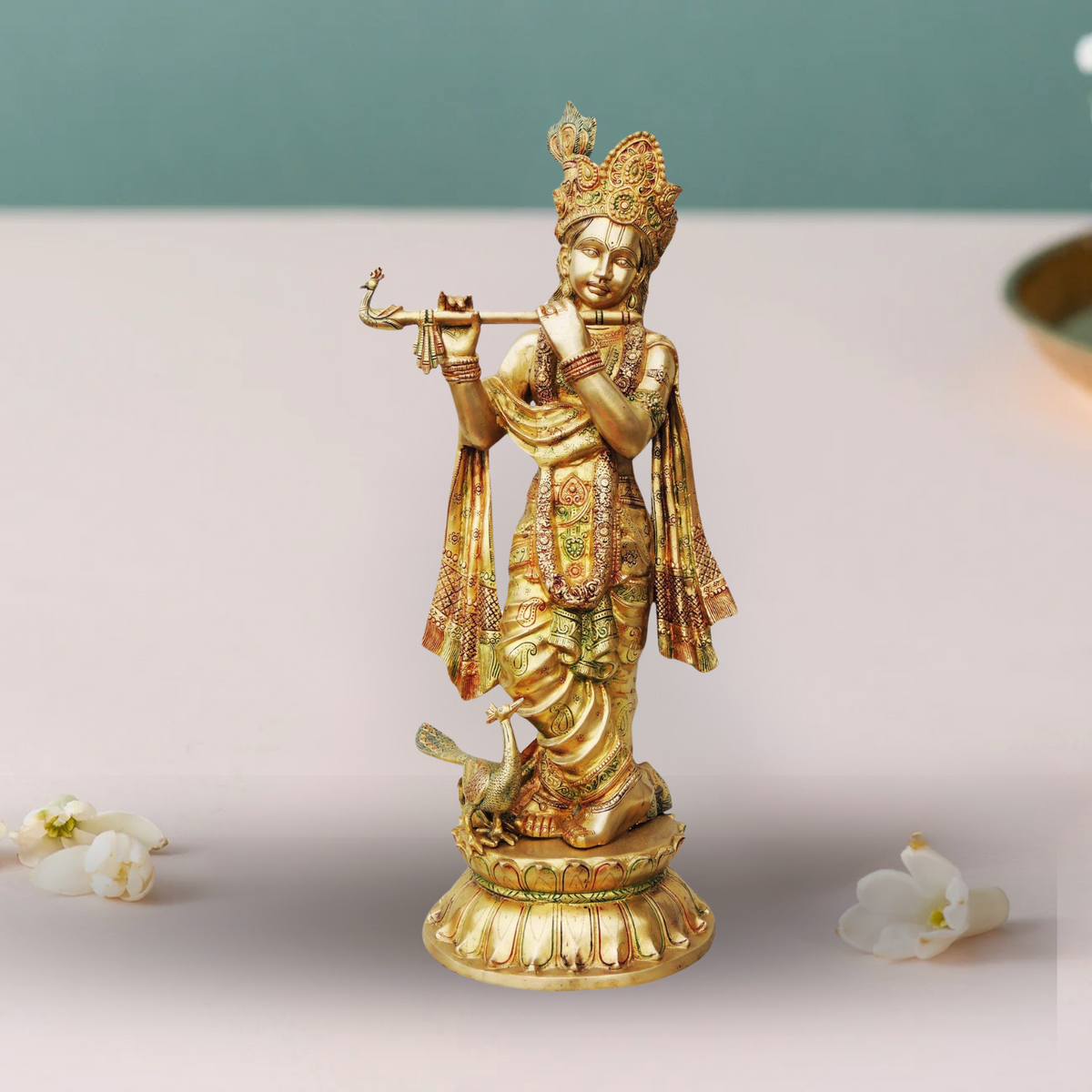 Brass Krishan Idol 22.5Kg - PUSHMYCART