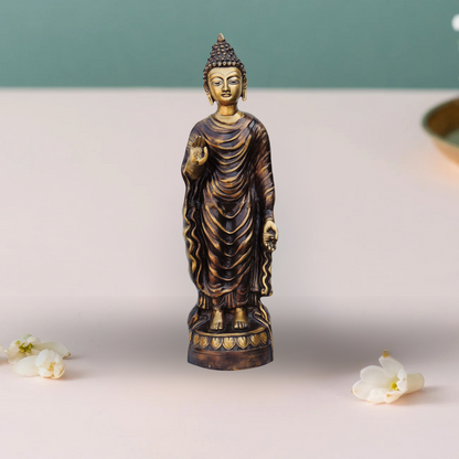 Brass Standing Budha Statue 10.38Kg - PUSHMYCART