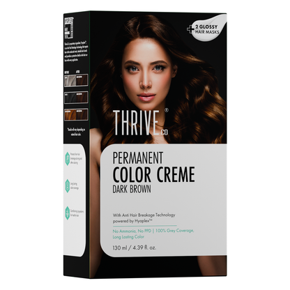 Thriveco Brown Permanent Hair Color Creme with Hyaplex for 100% grey coverage and hair repair. - Image 2