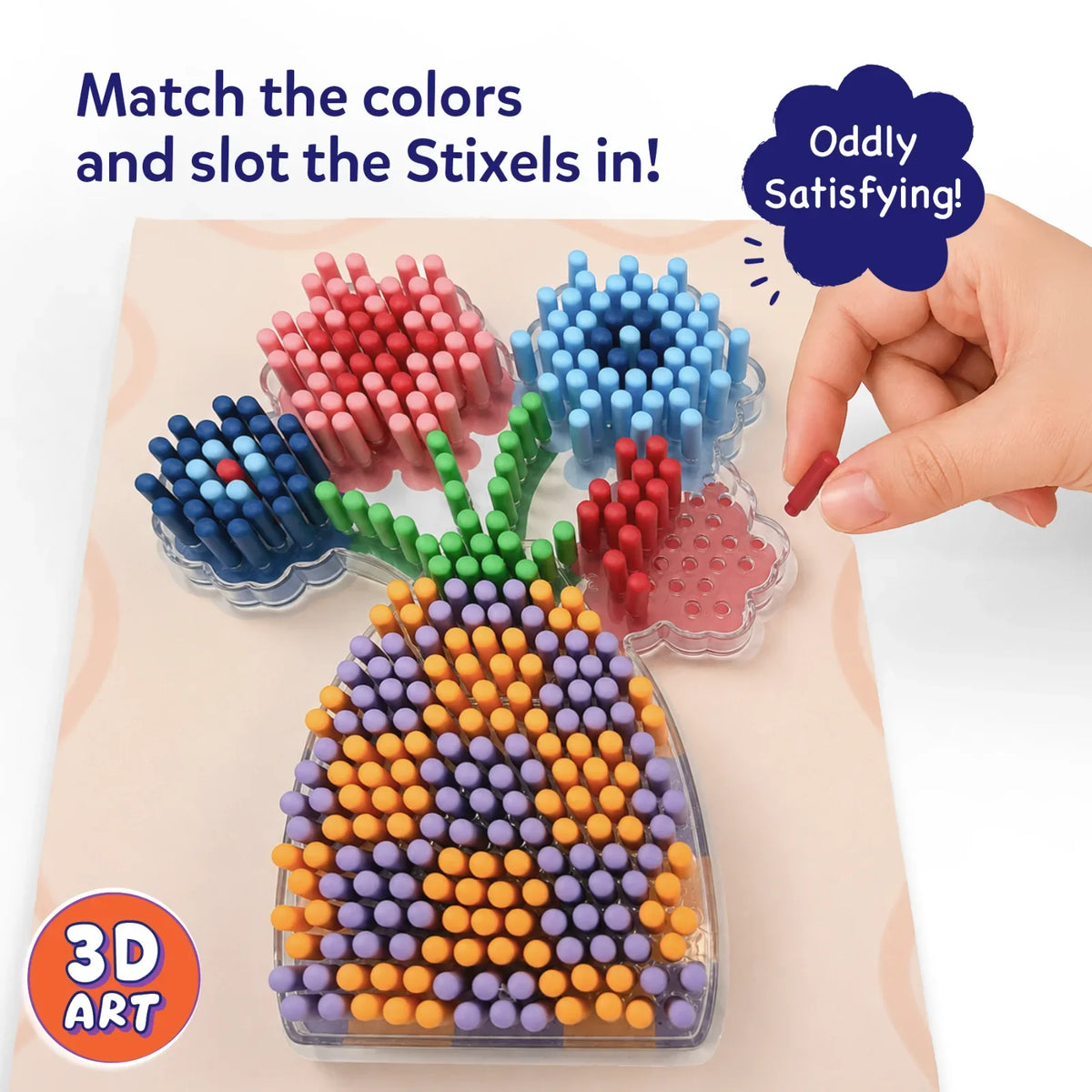 Skillmatics Stixels Flower Vase Wall Decor DIY 3D Pixel Art Kit Ages 7 and Up