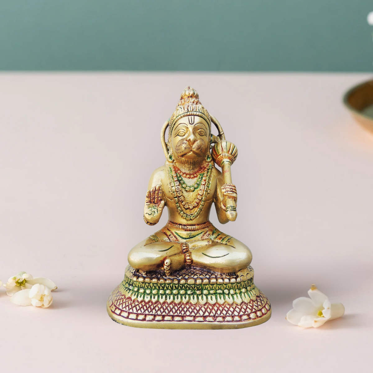 Brass Hanuman Ji Statue 1.6Kg - PUSHMYCART
