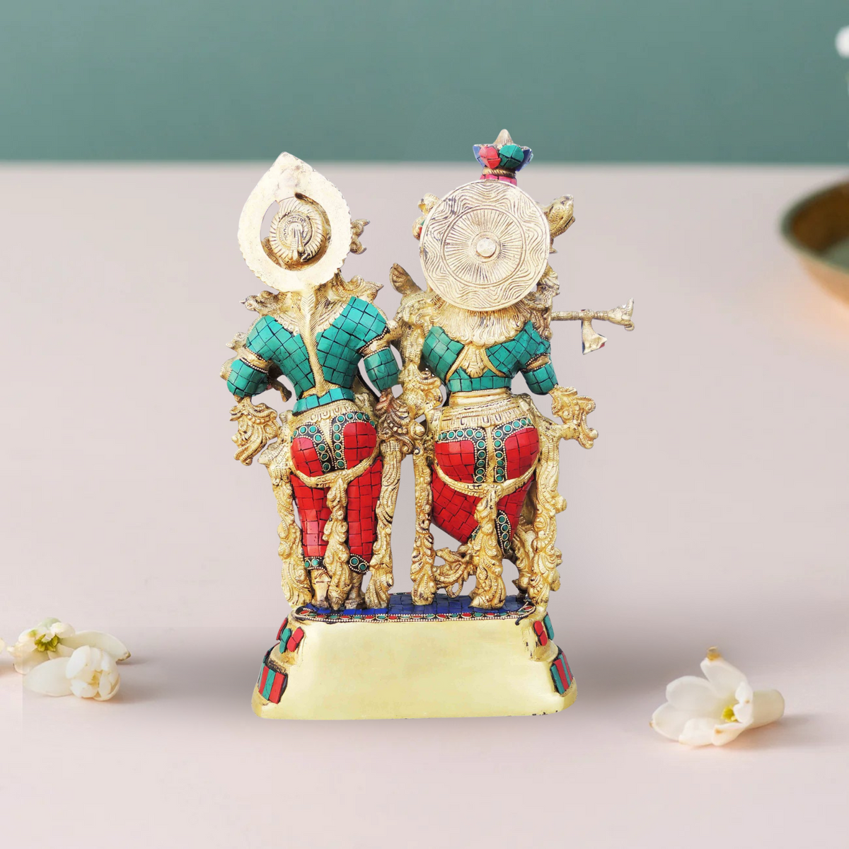 Brass Radha Krishna With Base God Statue 10.83Kg - PUSHMYCART