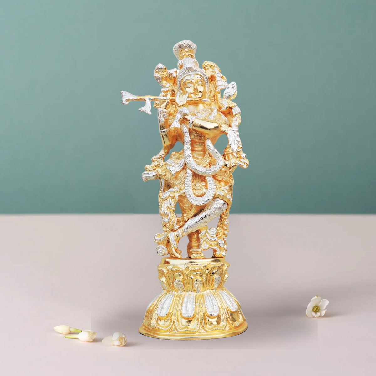Brass Krishna In Two Tone Finish Statue 5.53Kg - PUSHMYCART