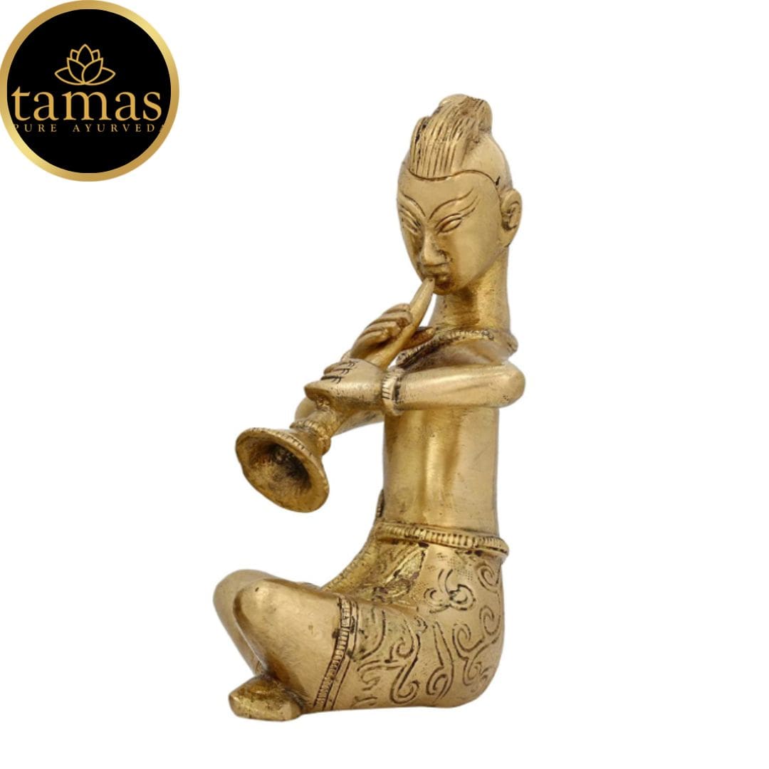 Tamas Brass Musician Playing Dholak Showpiece (Pack of 1) - PUSHMYCART