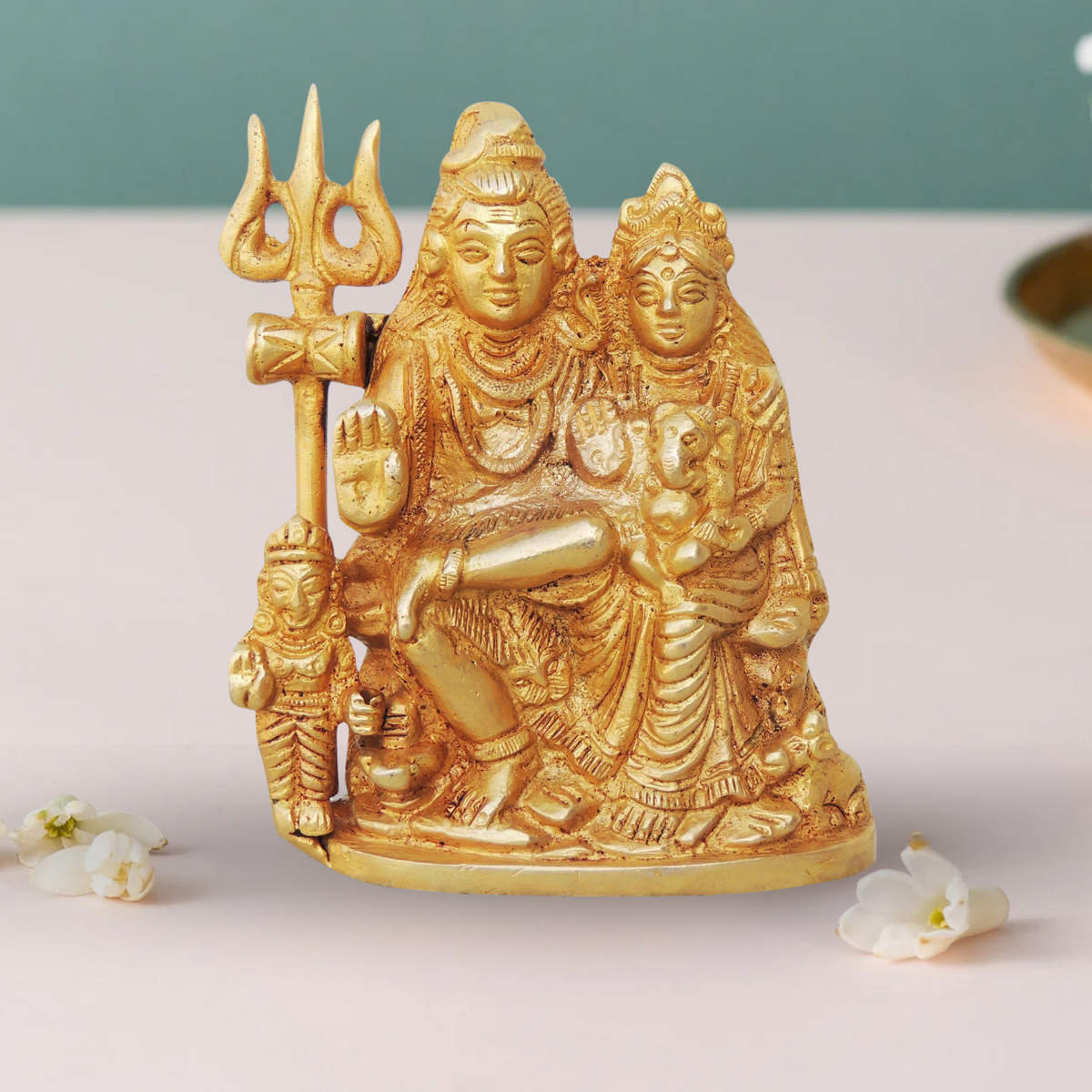 Brass Shiv Parivar Idol Statue 0.86Kg - PUSHMYCART