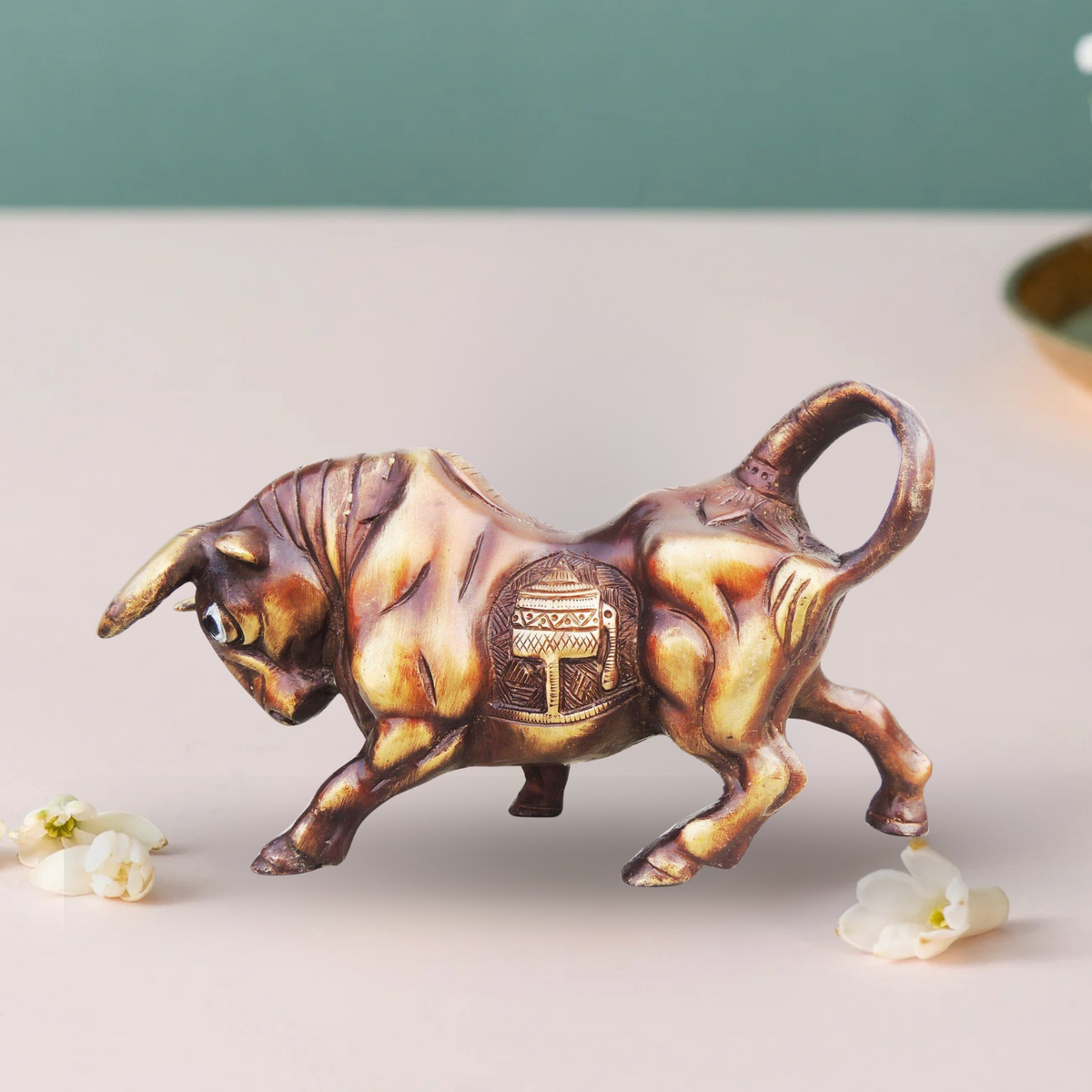 Brass Runnng Bull Statue 1.415Kg - PUSHMYCART
