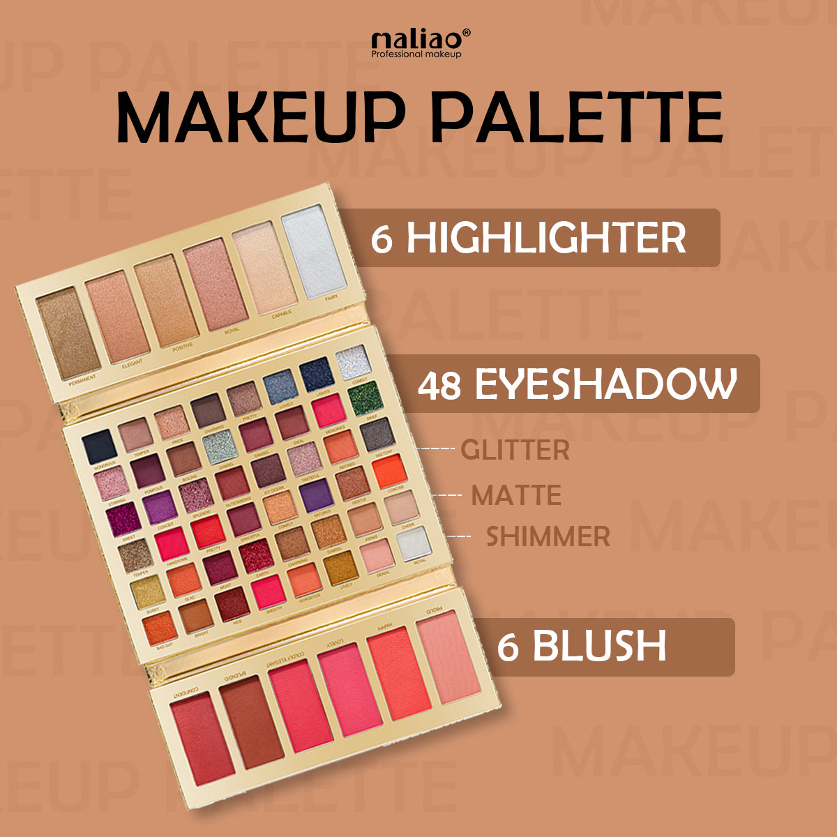 Maliao Professional 48 Color Makeup Eyeshadow Palette