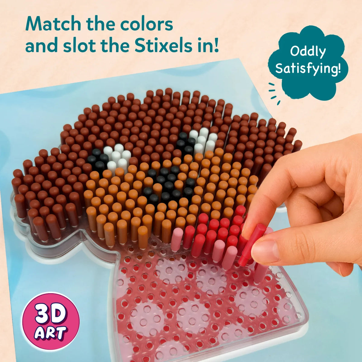 Skillmatics Stixels Puppy Wall Decor DIY 3D Pixel Art Kit Ages 7 and Up