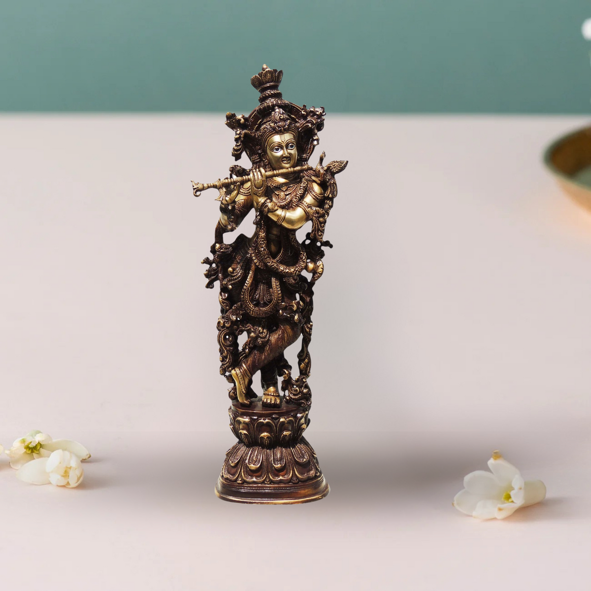 Brass Krishna Antique 17.16Kg - PUSHMYCART