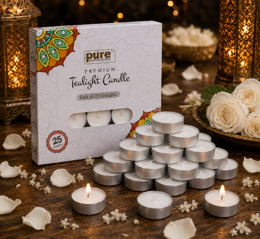 Pure Source India Jasmine Scented Tea Light Candles Pack of 25