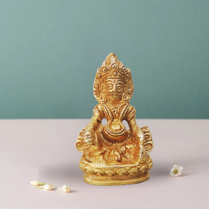 Brass Kuber Ji God Idol Statue 0.375Kg - PUSHMYCART