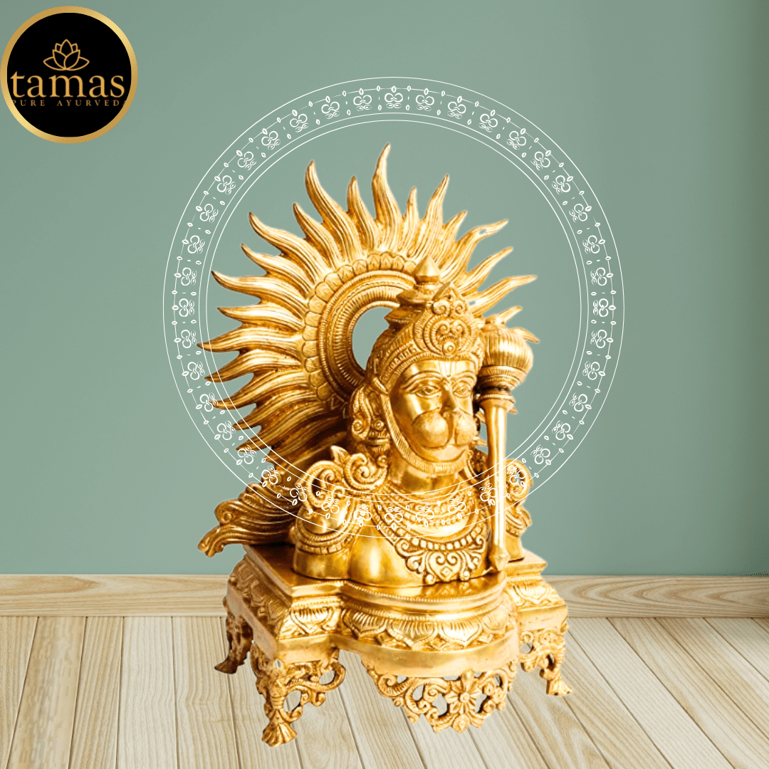 Tamas Brass Lord Hanuman ji Bust with Gada on Shoulder Murti - PUSHMYCART