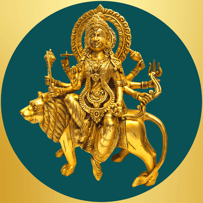 Tamas Brass Goddess Durga Maa with Lion Statue/Idol - PUSHMYCART
