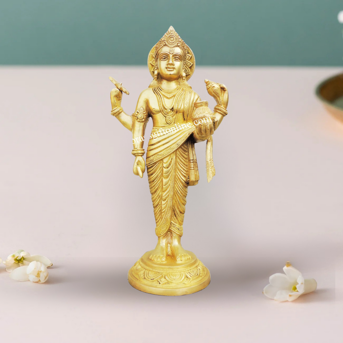 Brass Dhanvantri Idol 4.315Kg - PUSHMYCART