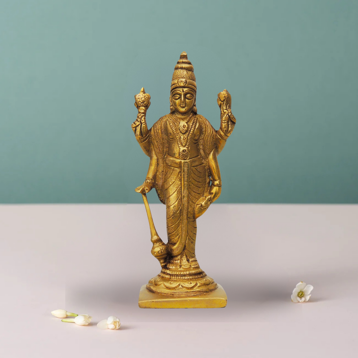 Brass Standing Vishnu Ji Statue 0.63Kg - PUSHMYCART