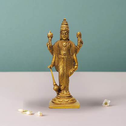 Brass Standing Vishnu Ji Statue 0.63Kg - PUSHMYCART