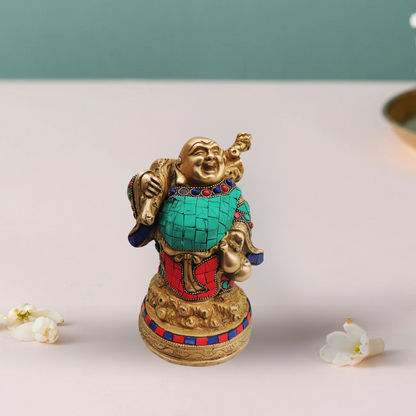 Brass Laughing Buddha Statue 2.662Kg - PUSHMYCART