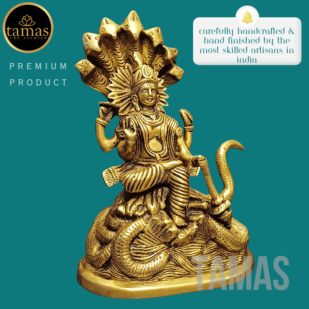Tamas Brass Vishnu With Naag Statue - PUSHMYCART