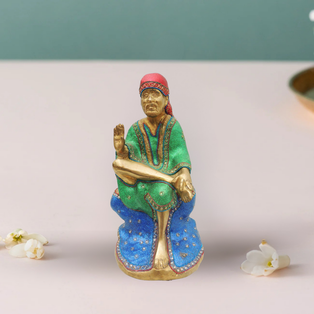 Brass Sai Baba Statue 7.676Kg - PUSHMYCART