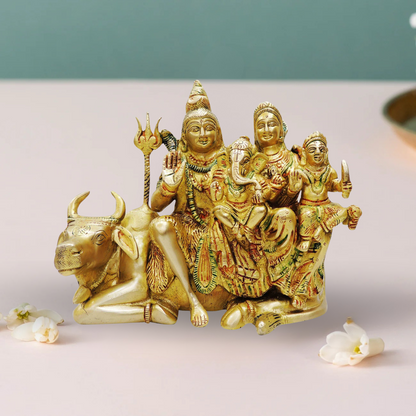 Brass Shiv Parivar With Nandi Statue 3.83Kg - PUSHMYCART