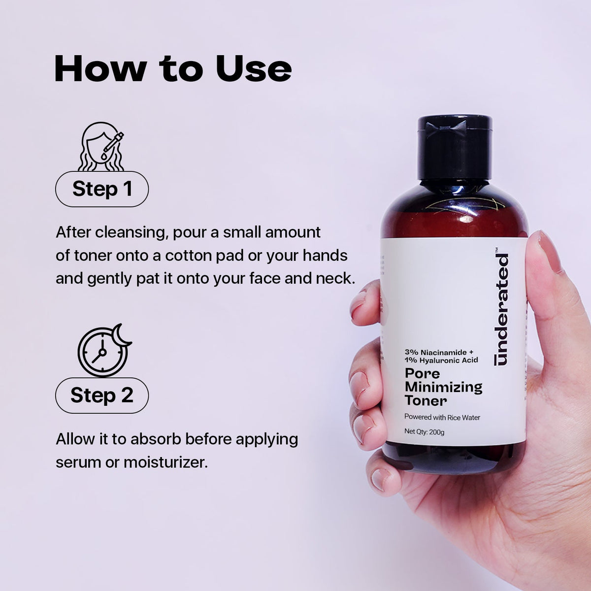 Underated 3% Niacinamide + 1% Hyaluronic Acid Pore Minimizing Toner 200gm