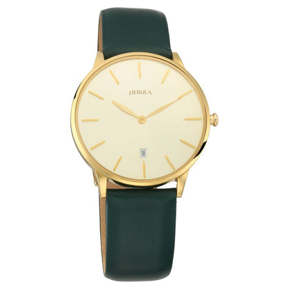 Titan Nebula Lustre 18k Gold Analog Leather Strap Watch for Men - image 1