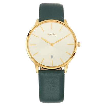 Titan Nebula Lustre 18k Gold Analog Leather Strap Watch for Men