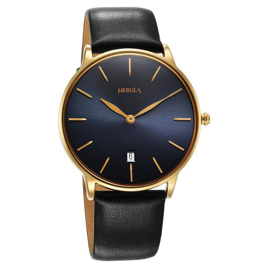 Titan Nebula Lustre 18k Gold Analog Leather Strap Watch for Men