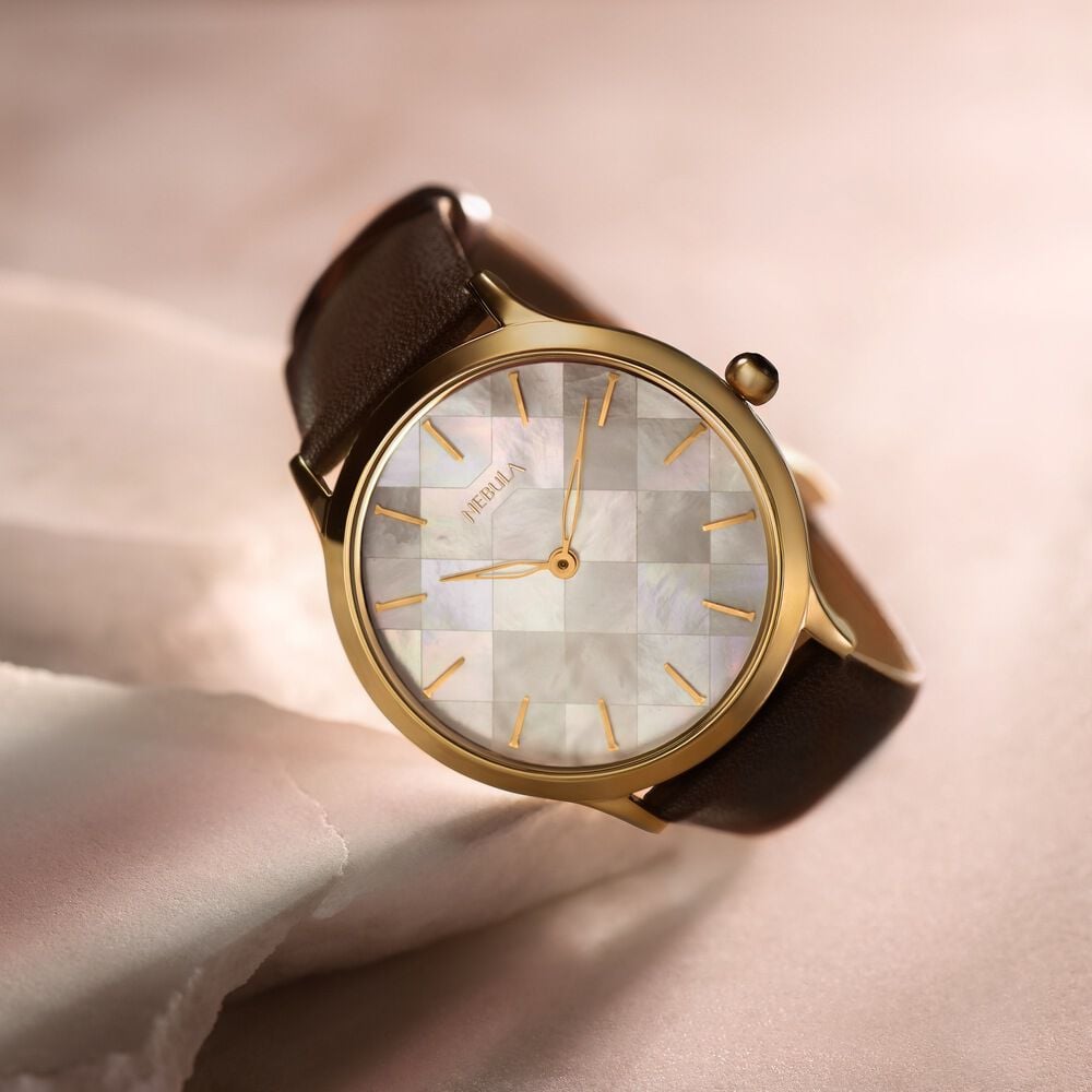 Titan Nebula Deccan Treasures 18k Gold Analog Leather Strap Watch for Men - image 1