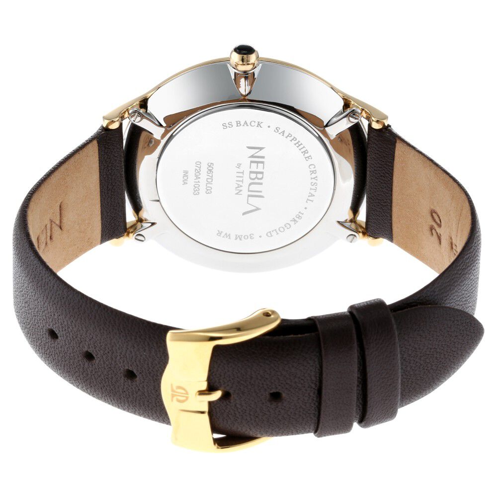 Titan Nebula Deccan Treasures 18k Gold Analog Leather Strap Watch for Men