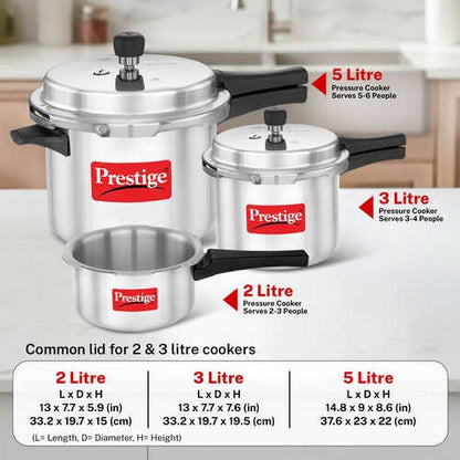 Prestige Popular Plus Aluminium Staight Wall Outer Lid Pressure Cooker 5 L Combo