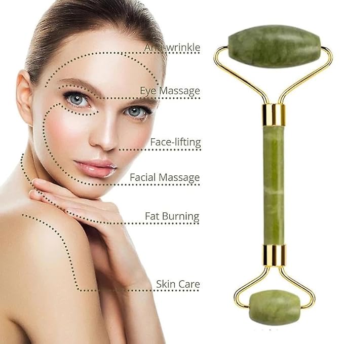 Himalayan Green Jade Roller & Gua Sha Set for Face and Neck