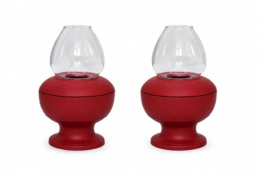 Arcadian Terracotta Clay Chimney Lamp with Glass Pack of 2 Agal Vilakku