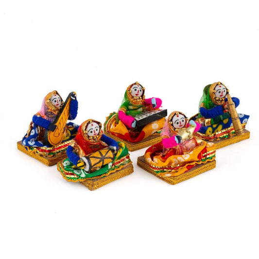Jeevan Handicraft Rajasthani Sitting Female Musician Dolls Set of 5 7 cm