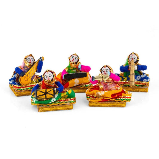 Jeevan Handicraft Rajasthani Sitting Female Musician Dolls Set of 5 7 cm