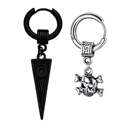 M Men Style Hollow-Out Triangle Rock Huggie Studs