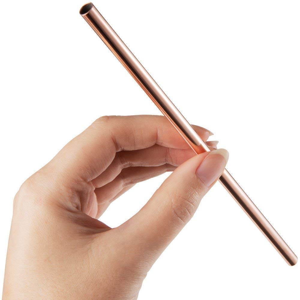 AIA India Pure Copper Plain Drinking Straws 8 Inch