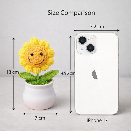 13CM Height Handmade Crochet Smiling Flower Pot, Cute Aesthetic Desk Showpiece - image 2