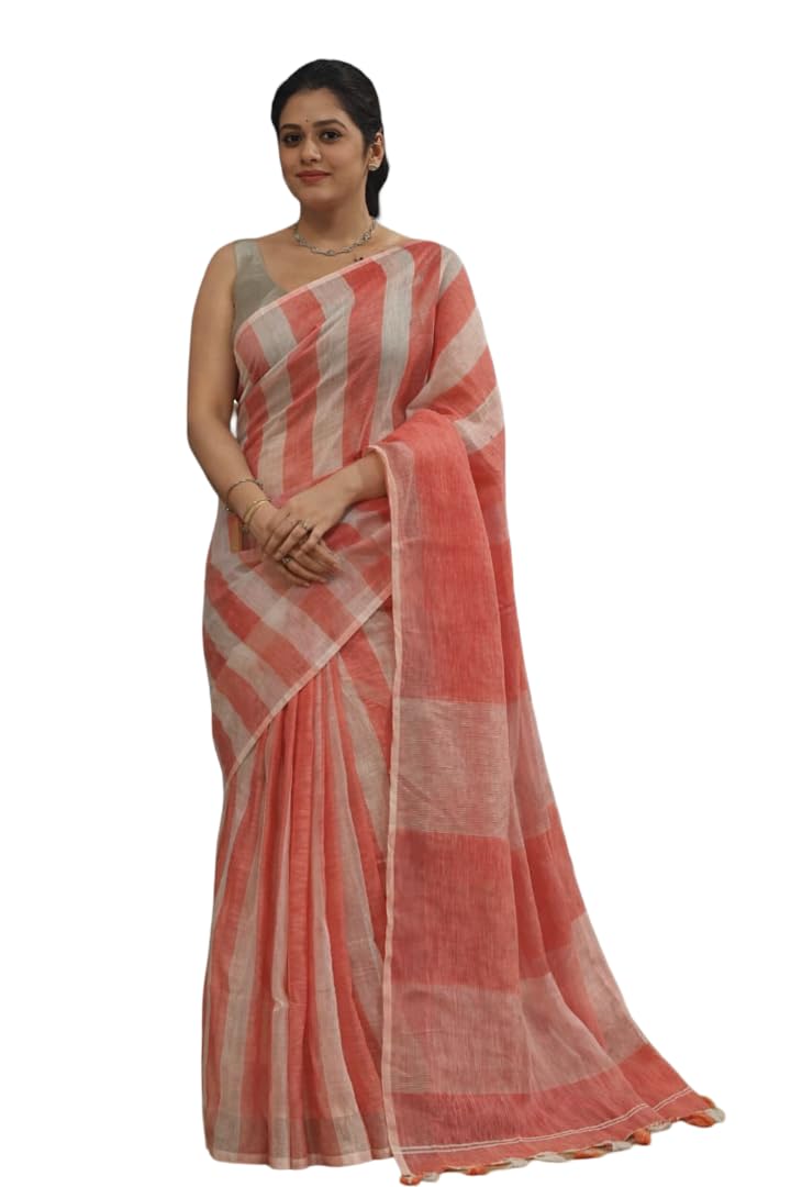 Vasthrlay Orange Ethnic Kalamkari Saree for festive ethnic occasions