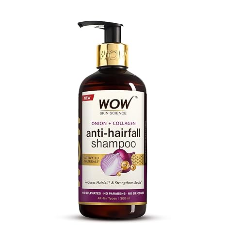 wow skin science onion collagen anti-hairfall shampoo 300ml - PUSHMYCART
